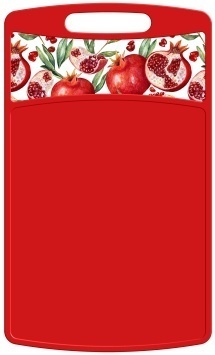 Доска разделочная "Bergamo" прямоугольная 260x155x3,5мм с декором (красный)