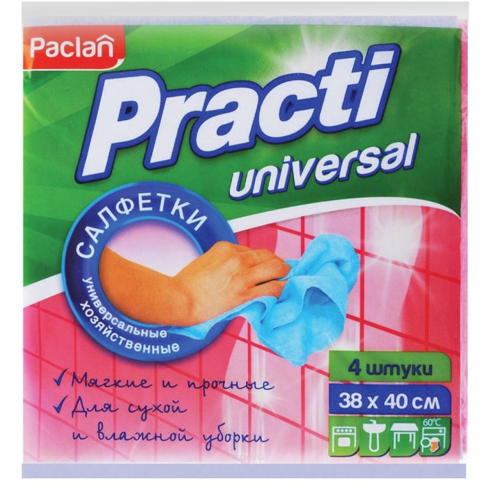 Paclan Practi салфетка для уборки из нетканного полотна 38х40 см, 4 шт