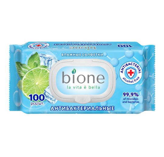 Влажные салфетки "Bione" 100 шт