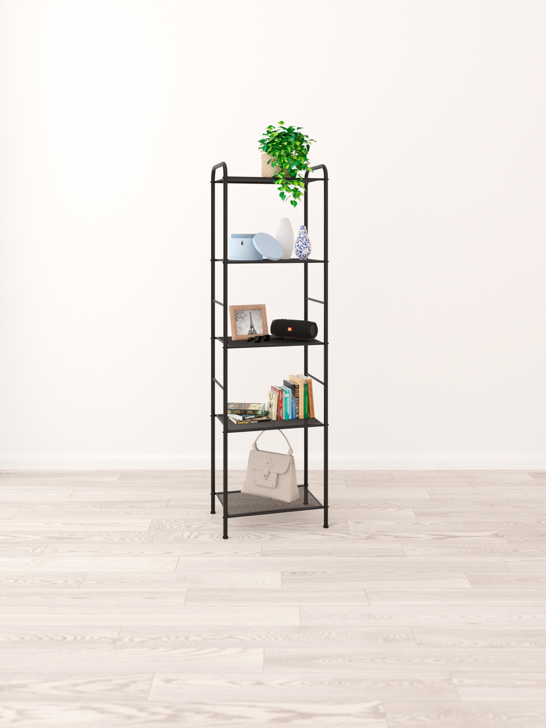 Стеллаж "Валенсия 15" (VALENCIA 15 Shelf rack) (Черный)