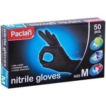 Paclan Practi перчатки нитриловые черные M, 50шт