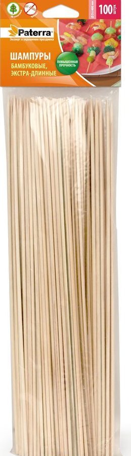 Шампуры д/шашлыка бамбук по 100шт.PATERRA 400мм 401-496