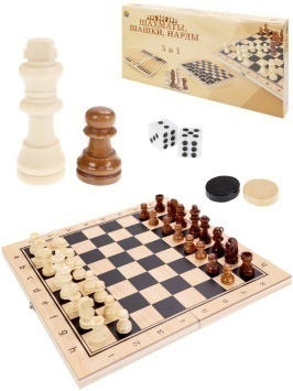 Шахматы деревянные (24х12х3 см), фигуры дерево, в коробке ( Арт. ИН-9460)