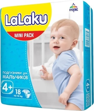 Мини Липучки Детские подгузники LaLaKu размер №4+(18 шт в уп-ке)