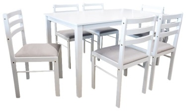 Комплект мебели: стол + 6 стульев мод RH7009T+ RH186 белый (Малайзия)