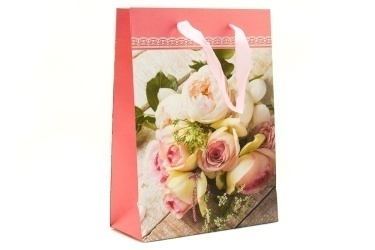 Пакет подарочный "Букет роз" 17,8*24*8 см 4 микс