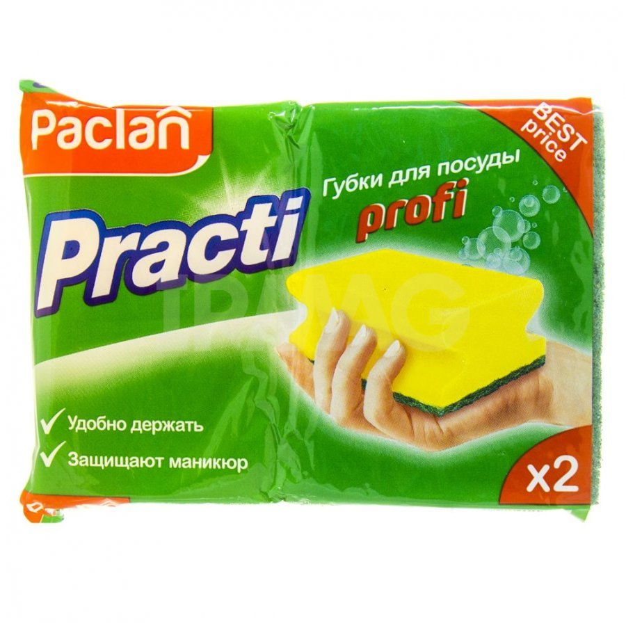 Paclan Practi губки для посуды Profi, 2 шт
