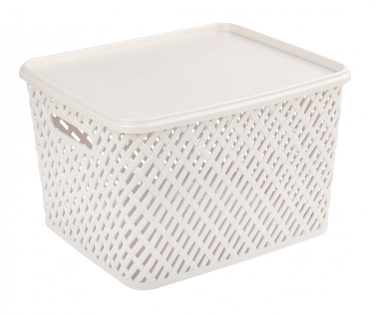 Корзина "Плетенка" 350х290х225мм (с крышкой)(бежевый) (уп.7) (Альтернатива РФ)