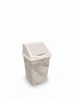 Ведро для мусора с подвижной крышкой 16л квадратное с декором "Белый Мрамор"