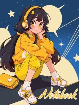 MyArt. БЛОКНОТ в клетку My big notebook. Девочка в наушниках