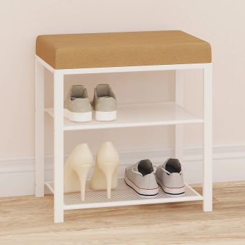 Банкетка "Торонто 13S" (TORONTO 13S banquet&shoes) цвет каркаса белый, цвет сиденья бежевый