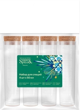 Набор для специй Sugar&Spice Rosemary 4 шт. с пробковыми крышками (Репаблик РФ)