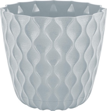 Горшок для цветов InGreen Wave с дренажной сеткой и съемным поддоном 0,65л, D115мм, Утренний туман