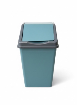 Ведро для мусора с подвижной крышкой 16л квадратное (бирюзово-синий/серый)