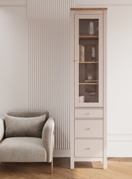 2.08.07.120.20 САГА шкаф с витриной 50 кашемир/ясень р.496*414*2155Н