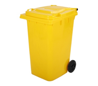 Бак мусорный 140 л серый на колесах,с крыш.салат.,желт. м/п