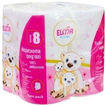Бумага туалет. 2-х сл. 8шт Ultra Soft мод 103 Elma (Узб)