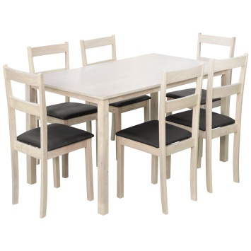 Столовый комплект 1+6 стульев мод B1 выбел.+черн. (Малайзия)