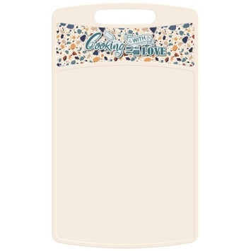 Доска разделочная "Bergamo" прямоугольная 335x220x4мм с декором "Терраццо" (светло-бежевый)