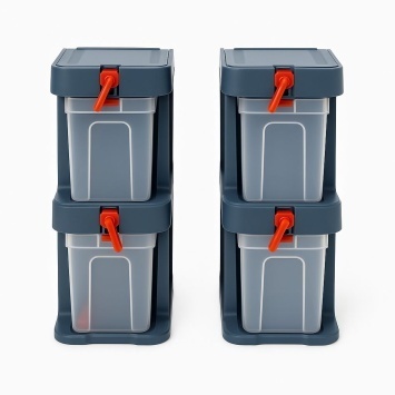 Набор лотков для метизов Blocker Expert подвесных с крепежом малых 4 шт. серо-свинцовый/оранжевый (Репаблик РФ)