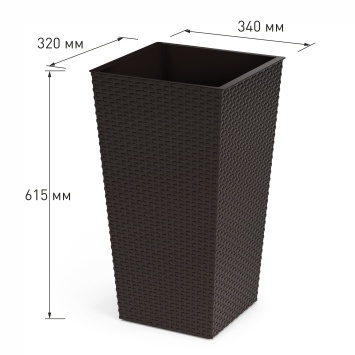 Кашпо напольное "Ротанг" 340х320х615мм (со вставкой)(мокко) (Альтернатива РФ)