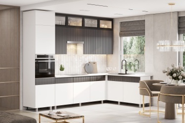 Кухонный гарнитур София (3х1,8м) Белый/Бланж/Графит матовый/Черный/Антарес