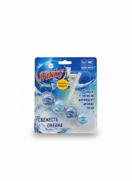 Подвесной блок для унитаза Wikky 4 шарика "Свежесть океана" 1 шт.