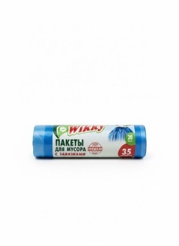 Пакеты д/мусора "Wikky" PREMIUM с Завязками 35л. 20шт