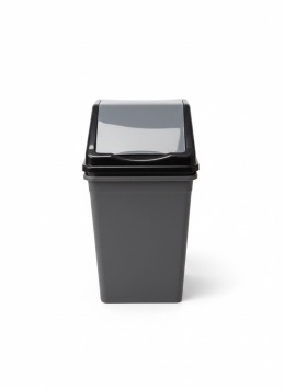 Ведро для мусора с подвижной крышкой 16л квадратное (серо/черный)