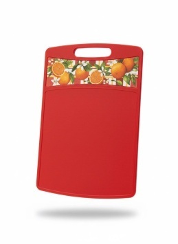 Доска разделочная "Bergamo" прямоугольная 335x220x4мм с декором "Сицилия" (красный)