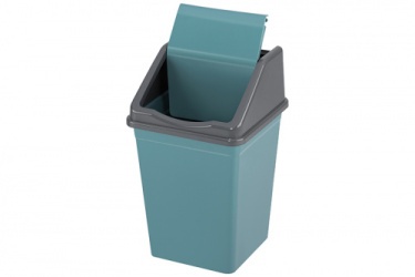 Ведро для мусора с подвижной крышкой 10л квадратное (бирюзово-синий/серый)