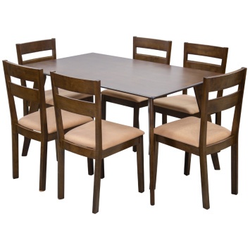 Столовый комплект 1+6 стульев мод Envidia дуб+песочно-коричн. (Малайзия)