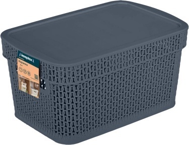Корзина для хранения Keeplex Ajur с крышкой 5л 28,1х18,5х13,9см космический серый