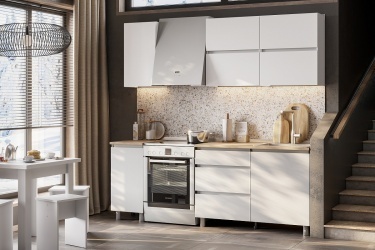 Кухонный гарнитур Токио 1,6м (Серия 3) Белый текстурный/Дуб Сонома