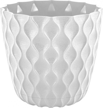 Горшок для цветов InGreen Wave с дренажной сеткой и съемным поддоном 0,65л,D115мм,белоснежный жасмин