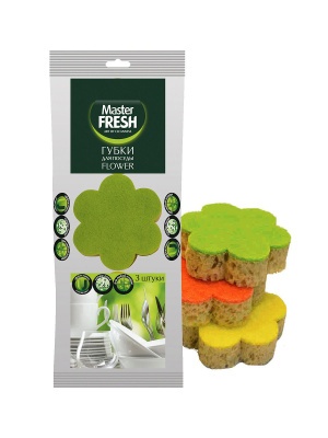 Губка для посуды 3шт FLOWER Master FRESH
