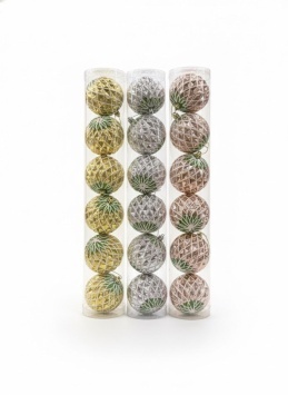 Елочное подвесное украшение шарики в колбе 6 шт (d-6) B-1208