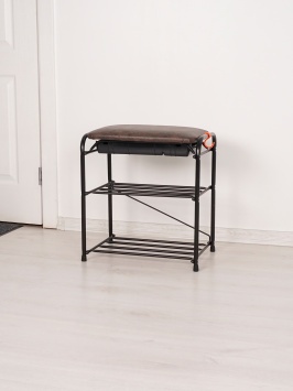 Подставка для обуви "Альфа 13" с сиденьем и ящиком (Коричневый)