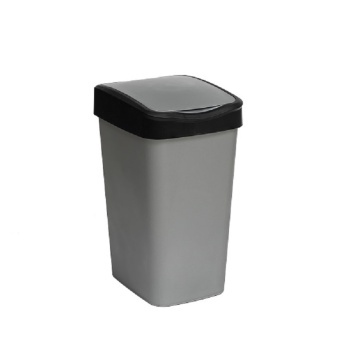 Ведро для мусора с подвижной крышкой "Tandem" 20л (сер. металлик/черный)