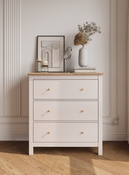 2.08.02.020.20 САГА комод 3 ящика кашемир/ясень р.920*510*1007Н