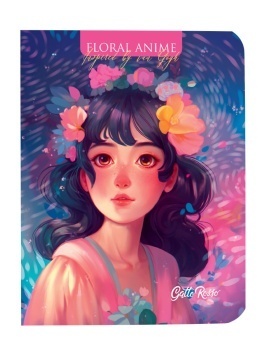 Gatto Rosso. Блокнот в клетку Floral anime. РОЗОВЫЙ