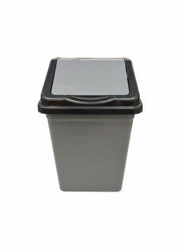 Ведро для мусора с подвижной крышкой  5л квадратное (серо/черный)