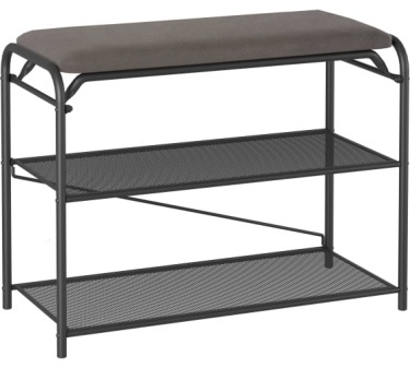 Подставка для обуви "Гранада 23_НБК" с сиденьем, ткань нубук (Черный)