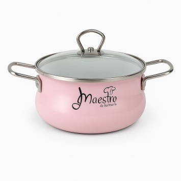 Кастрюля эмал тор 3,0л Maestro роз 8ST205S