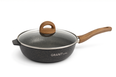 Сковорода 260мм со съемной ручкой, стекл.крышкой, АП линия "Granit ultra" (original) сго263а