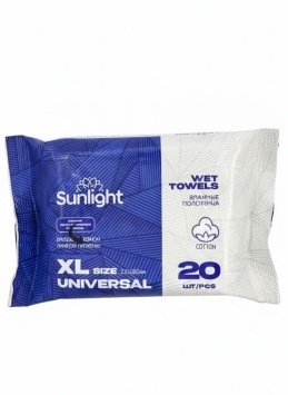 Влажные полотенца SUNLIGHT XL Universal 20 шт  ХЛОПОК