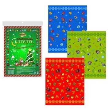 Скатерть "Новогодние шары"125*148см 3-диз. BD2-33 (МТ)