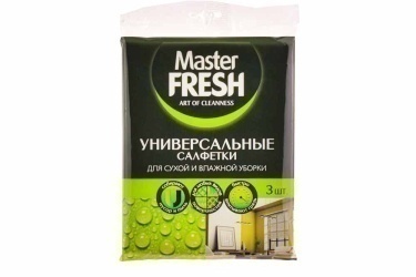 Салфетки универсальные д/сухой и влажной уборки (вискоза,30*38см) 3шт Master FRESH