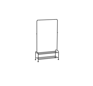 Вешалка гардеробная "Валенсия 32М" с двумя полками, на колёсах (VALENCIA 32M clothes rack) (Черный)