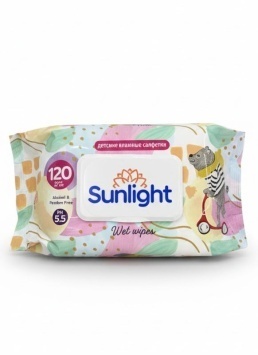 Влажные салфетки SUNLIGHT Standard Мишка 120 шт